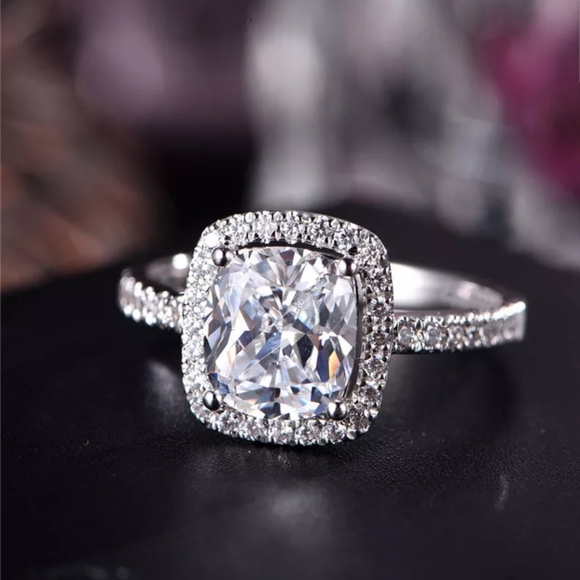 Jewelry - S925 silver cubic zirconia rectangle white…